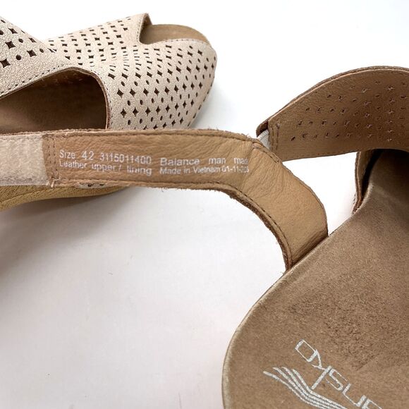 Dansko Women's Teagan Peep Toe Heeled Sandals Size 42 Slingback Vintage Beige - Picture 9 of 12